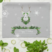 Gray Reindeer Kitchen Towel Theedoek (Gevouwen)