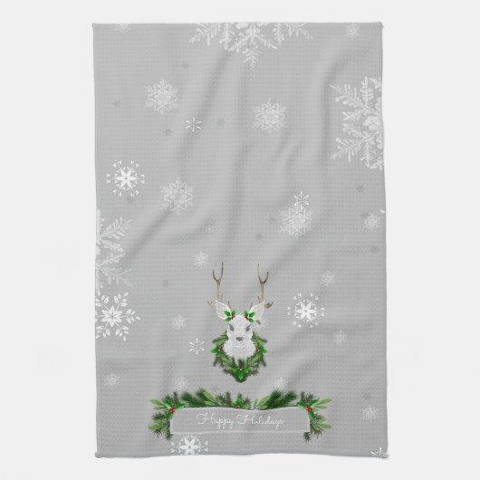 Gray Reindeer Kitchen Towel Theedoek (Verticaal)