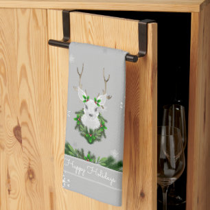 Gray Reindeer Kitchen Towel Theedoek