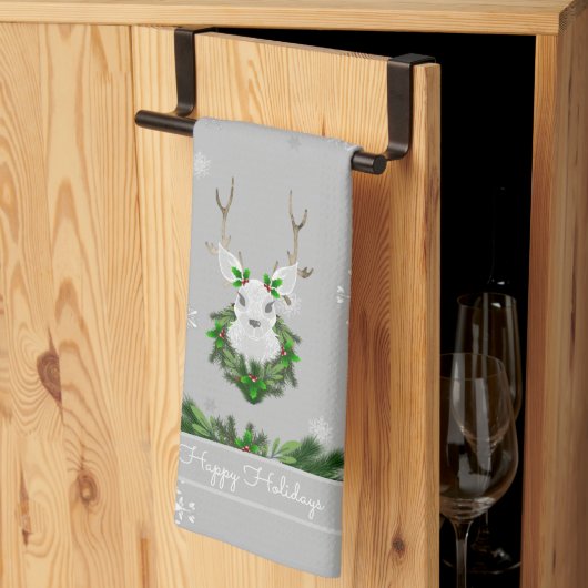 Gray Reindeer Kitchen Towel Theedoek (Derde Gevouwen)