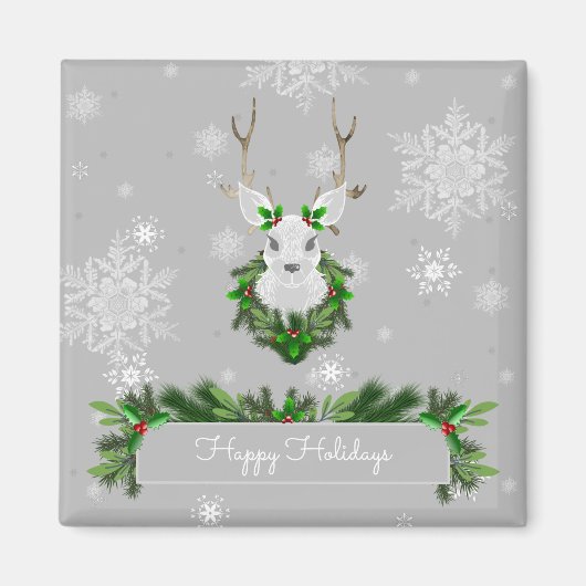 Gray Reindeer Magnet (Voorkant)