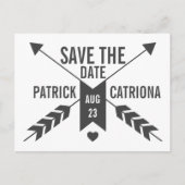 GRAY RETRO ARROWS AND HEART SAVE THE DATE BRIEFKAA AANKONDIGINGSKAART (Voorkant)
