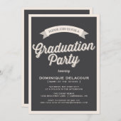 GRAY RETRO TYPOGRAPHY GRADUATION ARTIJ INVITATION KAART (Voorkant / Achterkant)