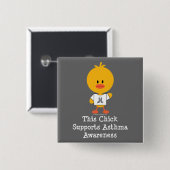 Gray Ribbon Awareness Chick Button (Voorkant /achterkant)