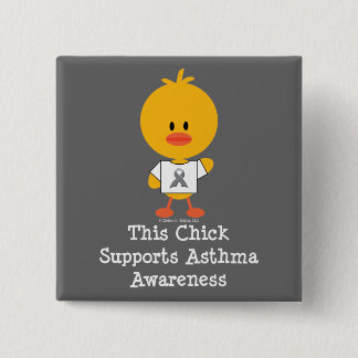Gray Ribbon Awareness Chick Button