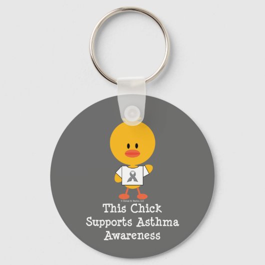 Gray Ribbon Awareness Chick Sleutelhanger (Voorkant)