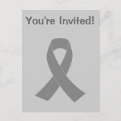 Gray Ribbon Awareness - Zombie, Brain Cancer Uitnodiging Briefkaart (Voorkant)