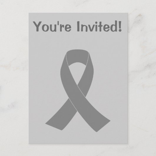 Gray Ribbon Awareness - Zombie, Brain Cancer Uitnodiging Briefkaart (Voorkant)