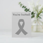 Gray Ribbon Awareness - Zombie, Brain Cancer Uitnodiging Briefkaart (Staand voorkant)