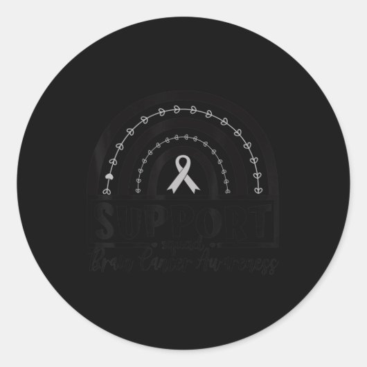 Gray Ribbon Brain Cancer Awareness Month Rainbow S Ronde Sticker (Voorkant)