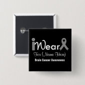 Gray Ribbon Brain Cancer personaliseren Vierkante Button 5,1 Cm (Voorkant /achterkant)
