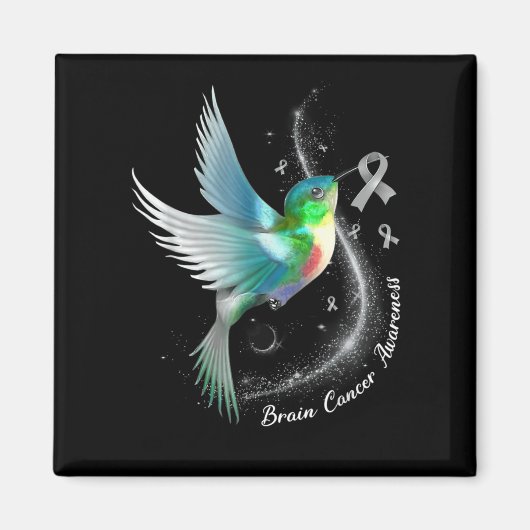 Gray Ribbon Hummingbird Brain Cancer Awareness Mon Magneet (Voorkant)
