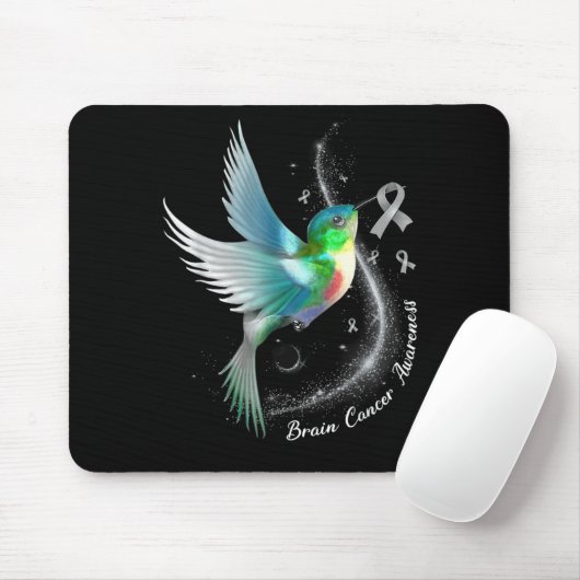 Gray Ribbon Hummingbird Brain Cancer Awareness Mon Muismat (Met muis)