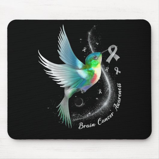 Gray Ribbon Hummingbird Brain Cancer Awareness Mon Muismat (Voorkant)