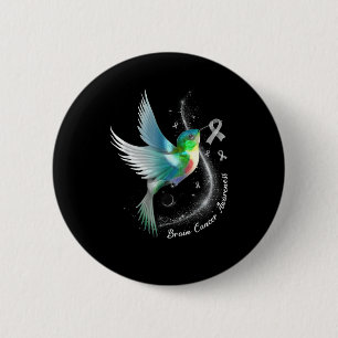 Gray Ribbon Hummingbird Brain Cancer Awareness Mon Ronde Button 5,7 Cm