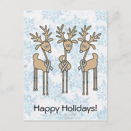 Gray Ribbon Reindeer - Brain Cancer/Brain Tumor Feestdagenkaart (Voorkant)