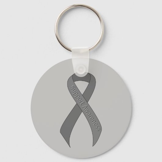 Gray Ribbon Support Awareness Sleutelhanger (Voorkant)