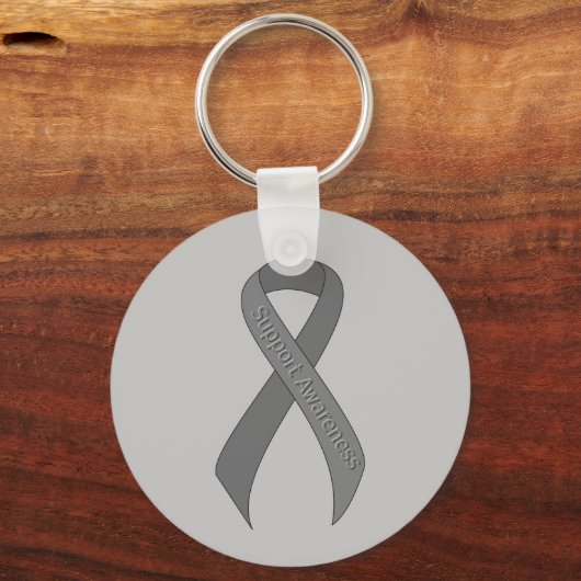 Gray Ribbon Support Awareness Sleutelhanger (Voorkant)