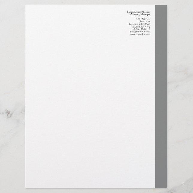 Gray Right Sidebar Letterhead Briefhoofd (Voorkant)
