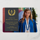 Gray RN Asclepius Afstuderen Fotoaankondiging Folie Uitnodiging (Voorkant)