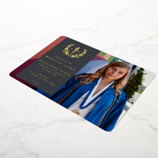 Gray RN Asclepius Afstuderen Fotoaankondiging Folie Uitnodiging (Gedraaid)