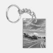 Gray Road California zwart-wit fotografie Sleutelhanger (Voorkant Links)