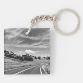 Gray Road California zwart-wit fotografie Sleutelhanger (Achterkant)