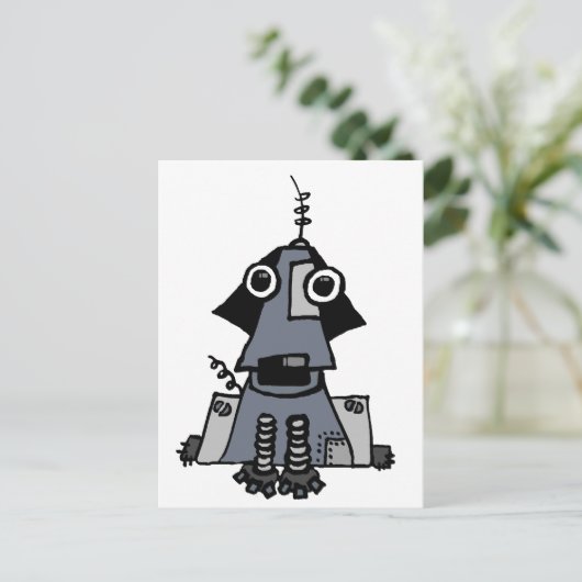 Gray Robot Dog Briefkaart (Staand voorkant)