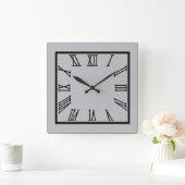 Gray Roman Numeral Vierkante Klok (Huis)