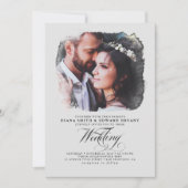 Gray Romantic Modern Elegant Two Photos Wedding Kaart (Voorkant)