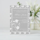 Gray Roos Bridal Shower Invitation Kaart (Staand voorkant)