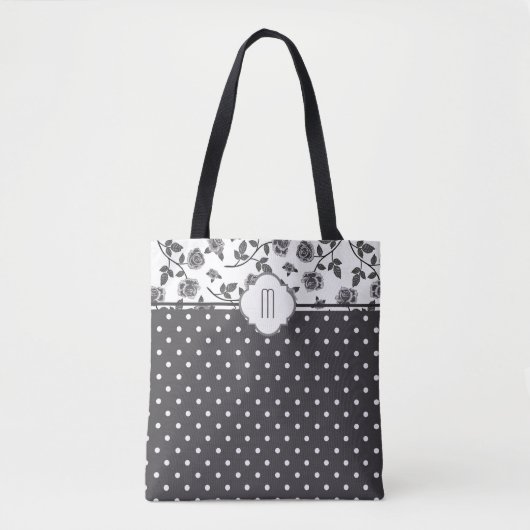 Gray Roos Polka Dot Monogram Tote Bag (Voorkant)