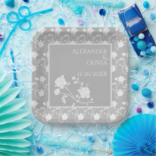 Gray Roos Weddenschap Shower Paper Borden Papieren Bordje (Feest)