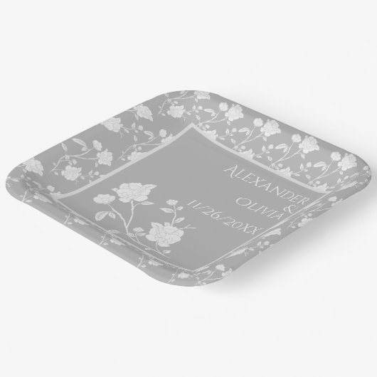 Gray Roos Weddenschap Shower Paper Borden Papieren Bordje (Gebogen)