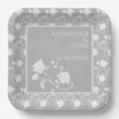 Gray Roos Weddenschap Shower Paper Borden Papieren Bordje (Voorkant)