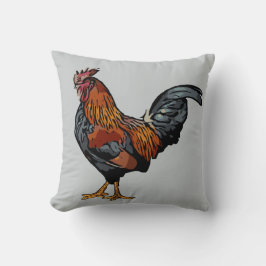 Gray Rooster Pillow Kussen