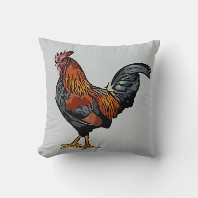 Gray Rooster Pillow Kussen (Voorkant)