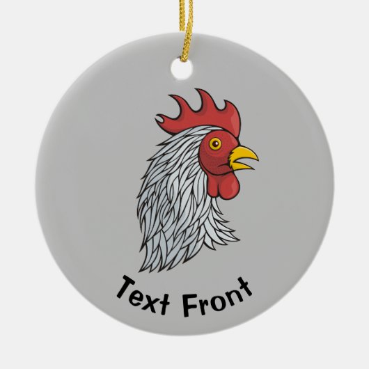 Gray Rooster's kop Keramisch Ornament (Voorkant)