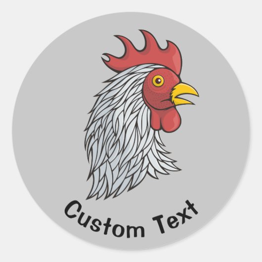 Gray Rooster's kop Ronde Sticker (Voorkant)