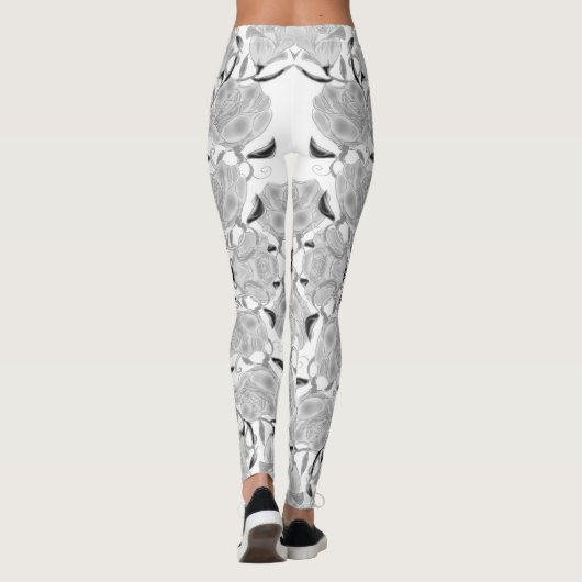 Gray Roses On White Leggings (Achterkant)