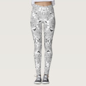 Gray Roses On White Leggings (Voorkant)
