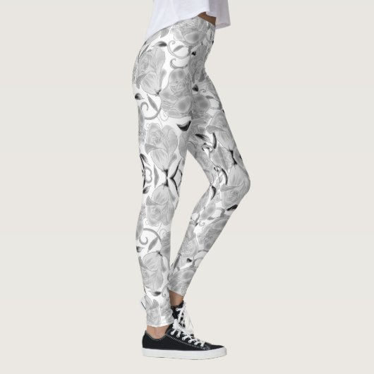 Gray Roses On White Leggings (Rechts)