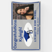 Gray & Royal Blue Vinyl Afstuderen Foto Spandoek (Verticaal)