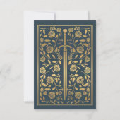 Gray Royal Medieval Gold Sword Wedding Invitation Kaart (Achterkant)