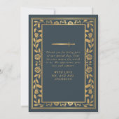 Gray Royal Medieval Sword Wedding Bedankkaart (Achterkant)