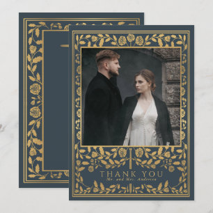 Gray Royal Medieval Sword Wedding Bedankkaart