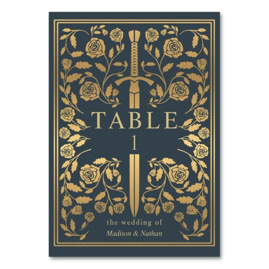 Gray Royal Medieval Sword Wedding Kaart (Voorkant)