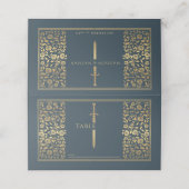 Gray Royal Medieval Sword Wedding Place Card Plaatskaartje (Buitenkant ongevouwen)