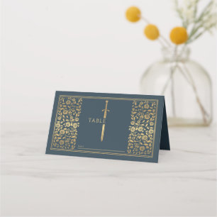 Gray Royal Medieval Sword Wedding Place Card Plaatskaartje