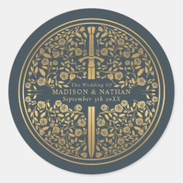 Gray Royal Medieval Sword Wedding Ronde Sticker
